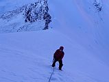 01 Jerome Ryan Climbing The Fixed Ropes Above Chulu Far East Col Camp Just Before Sunrise 